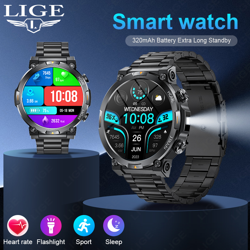 Smartwatch Latest Watches For Men - LIGE 아웃도어 스포츠 스마트워치 남성용 1.43인치