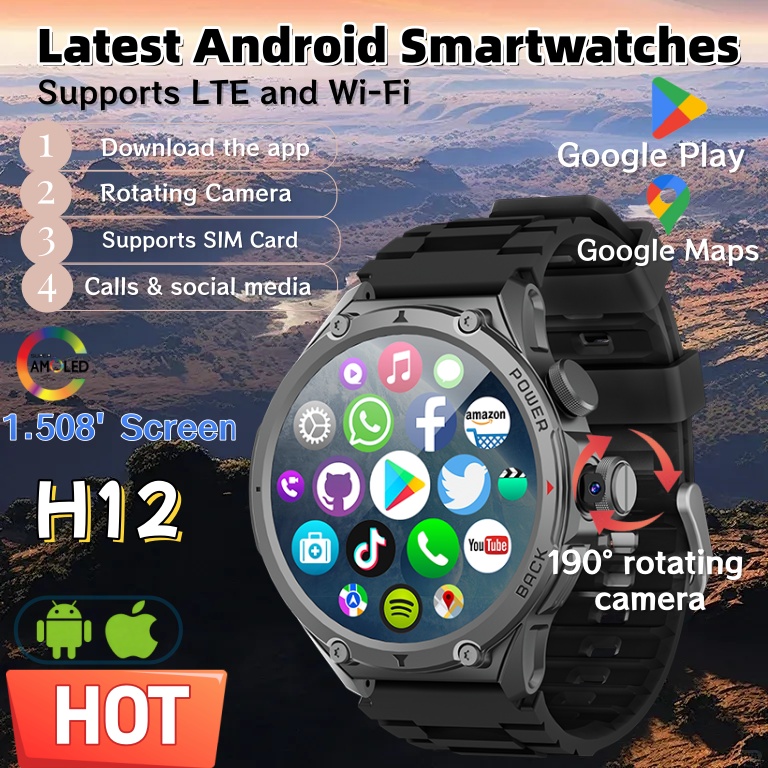 Smartwatch Latest Watches For Men - 최신 모델 H12 스마트워치 4G SIM