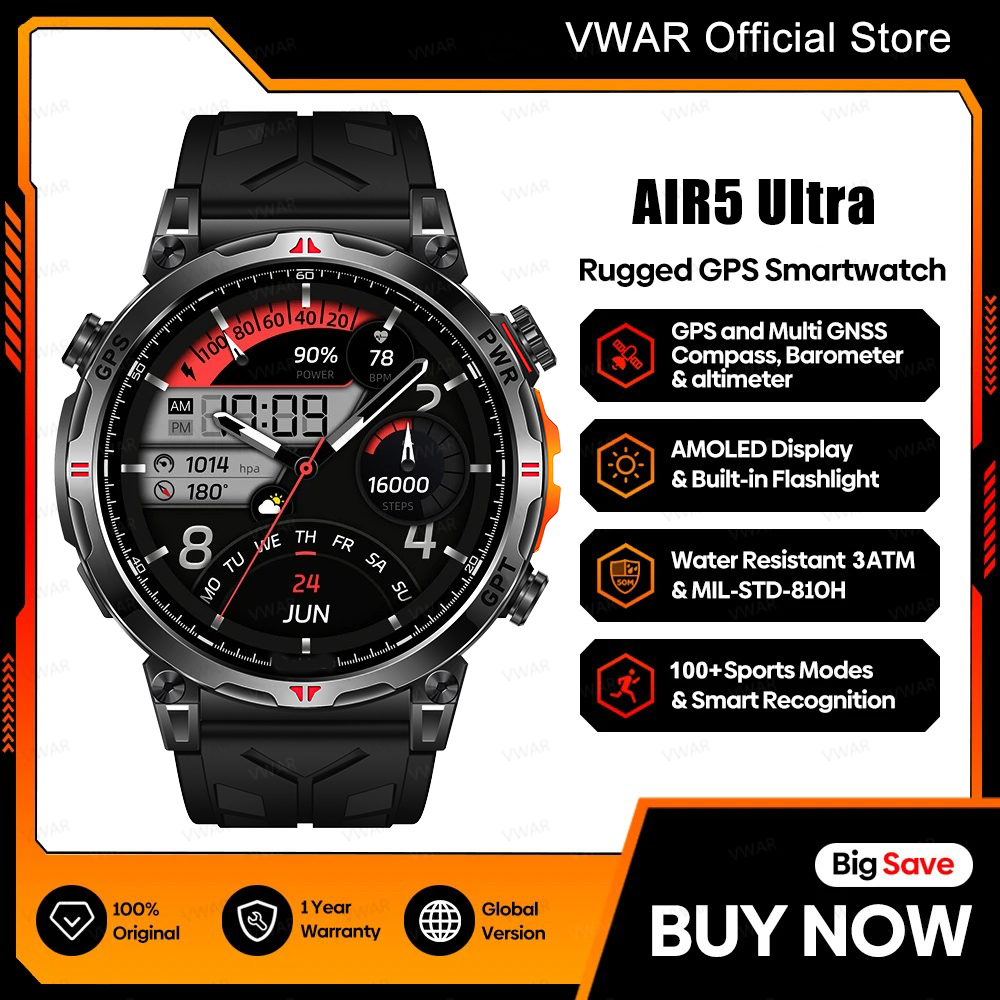 Watch Vs Smartwatch - VWAR Air5 Ultra GPS 스마트워치 1.56인치