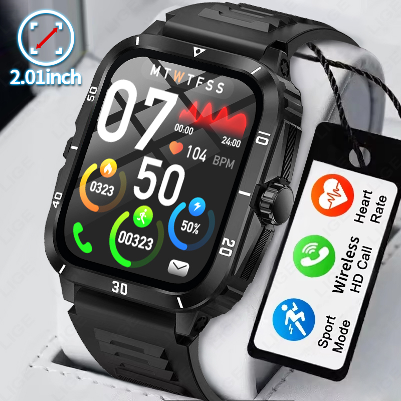 2.01 화면 스마트 시계 블루투스 통화 건강 모니터  - Smartwatch Latest Watches For Men 리뷰 및 가격