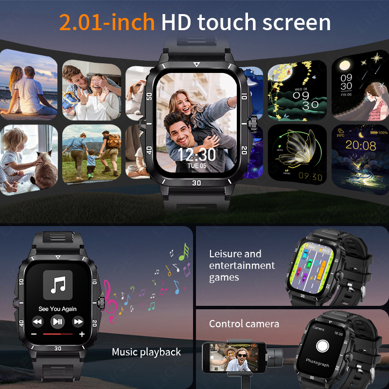 2.01 화면 스마트 시계 블루투스 통화 건강 모니터  - Smartwatch Latest Watches For Men 리뷰 및 가격