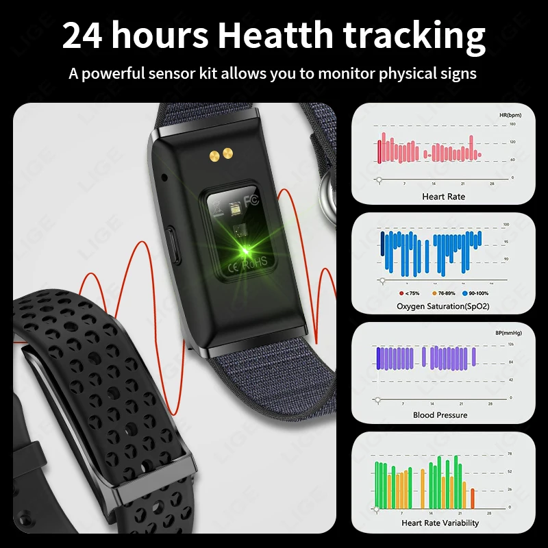 LIGE 스마트 워치 건강 스마트 팔찌, 커플 심박수  - Smartwatch Latest Watches For Men 리뷰 및 가격