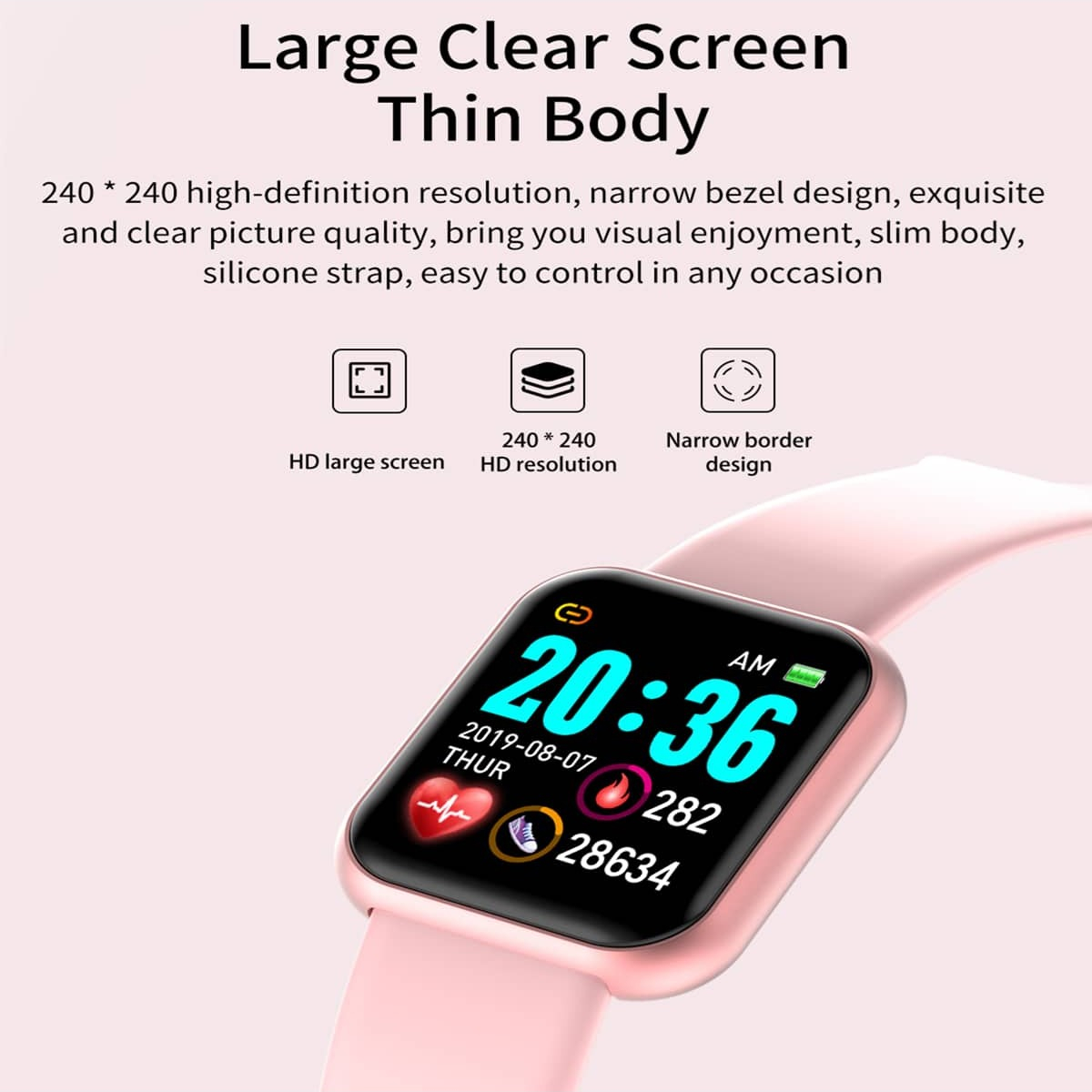 스마트 워치 메시지 알림 음악 제어 칼로리 거리 피트니 - Smartwatch Square Watches For Men 리뷰 및 가격