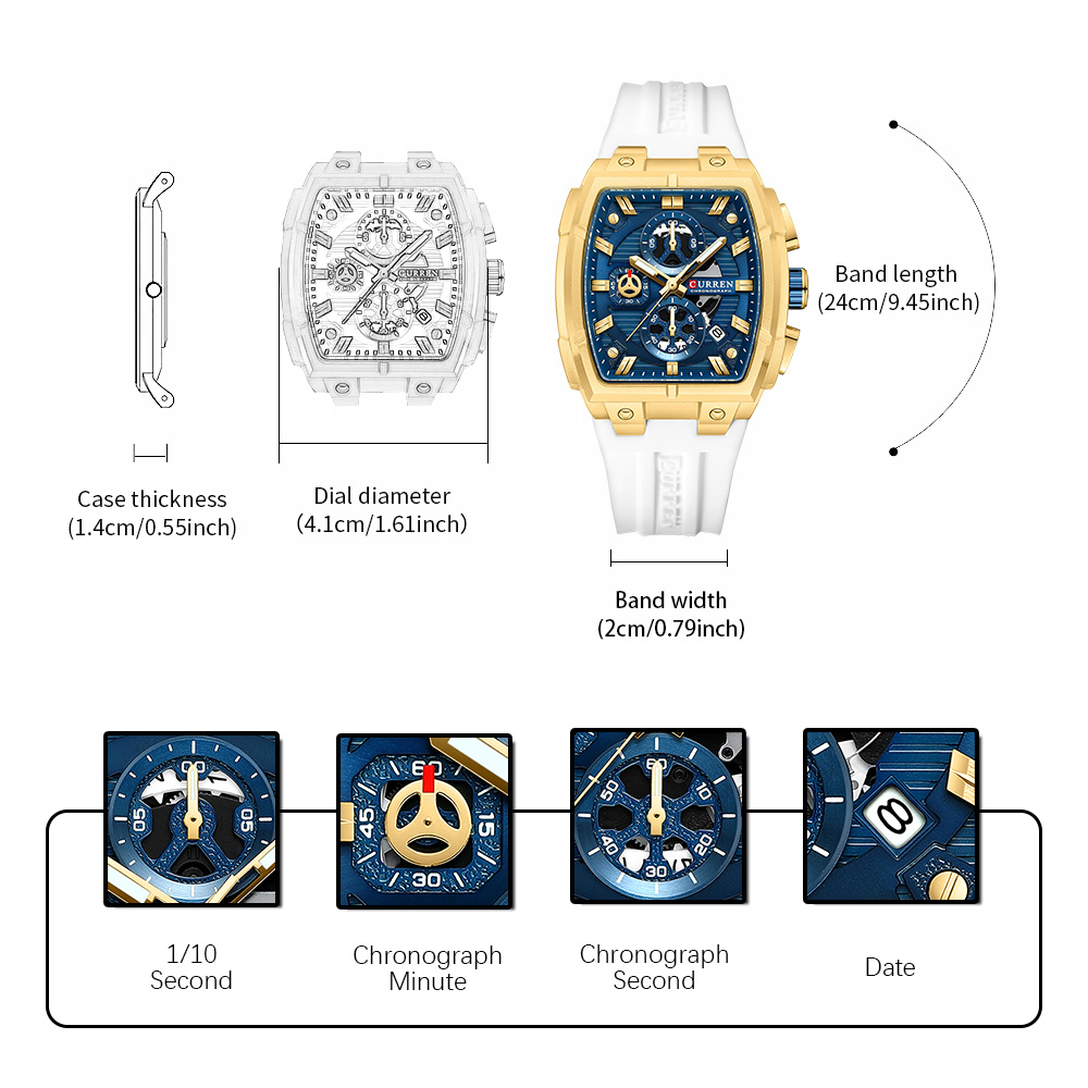 CURREN 남성용 럭셔리 빈티지 시계, 실리콘 스트랩 - Chronograph Sport Watch 리뷰 및 가격
