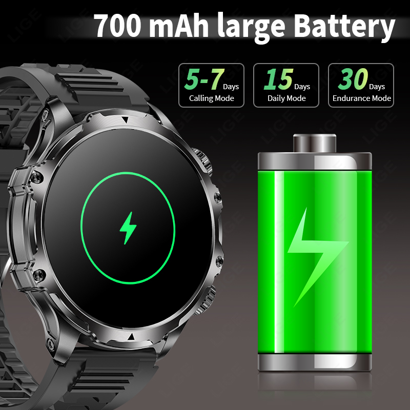 LIGE 700mah 대형 배터리 손전등 스마트 시계  - Smartwatch Latest Watches For Men 리뷰 및 가격