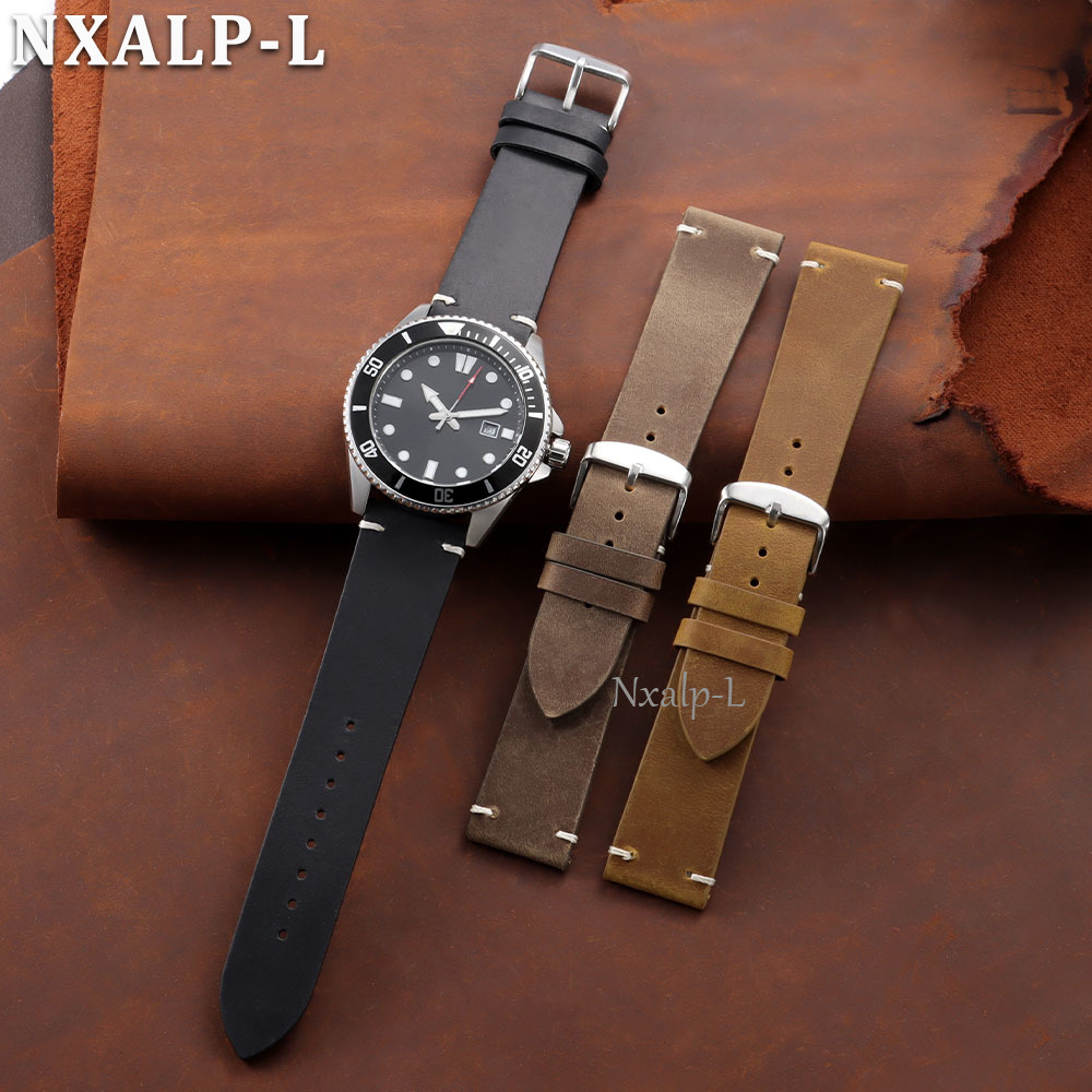 레트로 오일 왁스 가죽 시계줄 스티칭 소가죽 스트랩 ( - Omega Watches Smartwatch 리뷰 및 가격