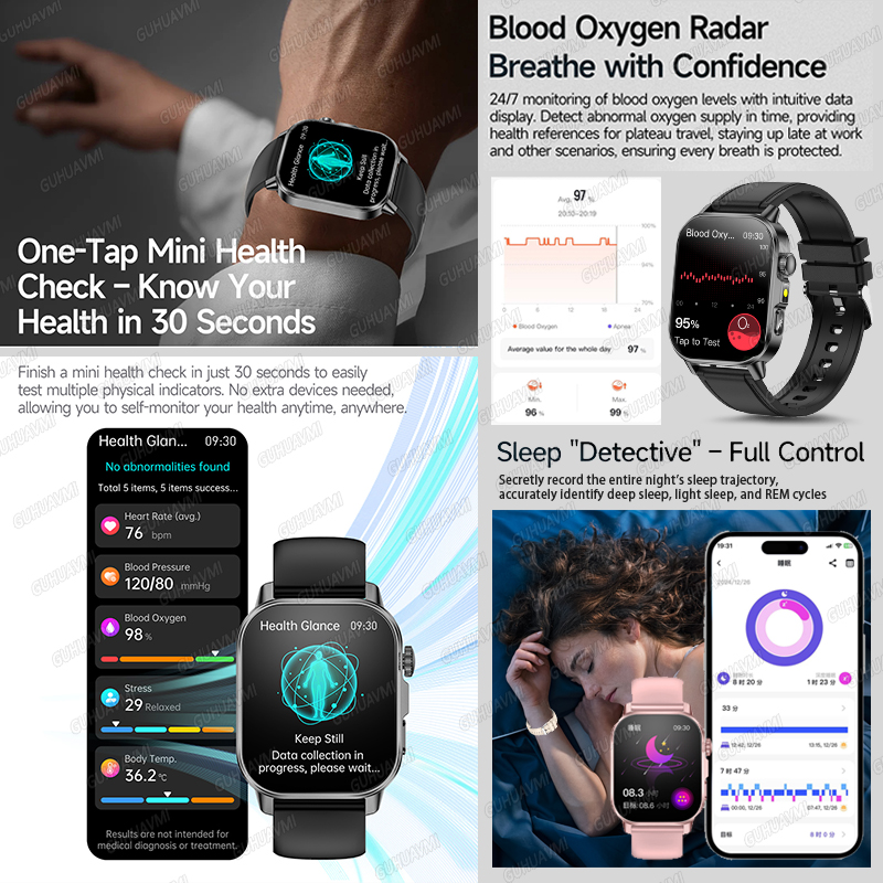 GUHUAVMI 2026 새로운 정밀 건강 관리 스마트 - Smartwatch Watches With Bluetooth 리뷰 및 가격