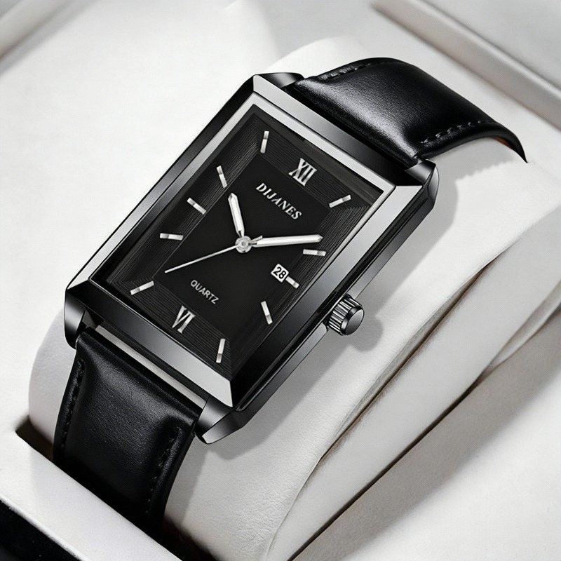 캐주얼 가죽 남성용 시계 패션 스퀘어 쿼츠 시계 남성용 - Smartwatch Square Watches For Men 리뷰 및 가격