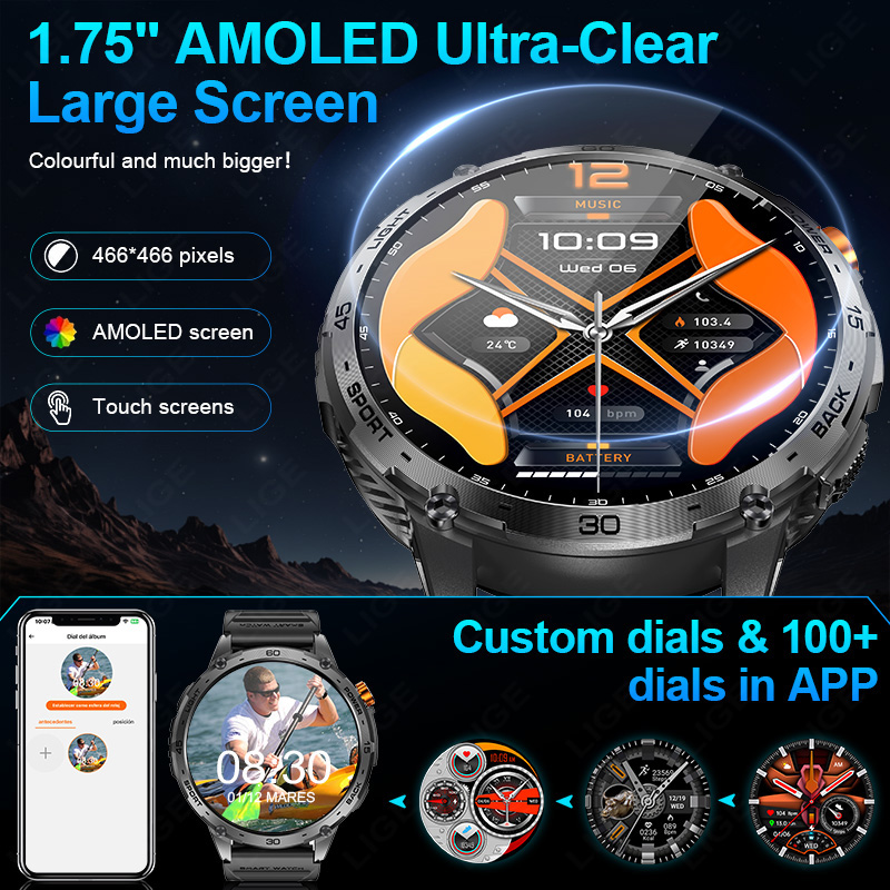 LIGE 730mAh 대용량 배터리 매우 긴 대기 시간 - Smartwatch Latest Watches For Men 리뷰 및 가격