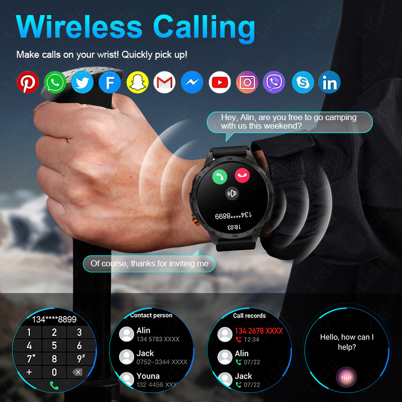 LIGE 730mAh 대용량 배터리 매우 긴 대기 시간 - Smartwatch Latest Watches For Men 리뷰 및 가격