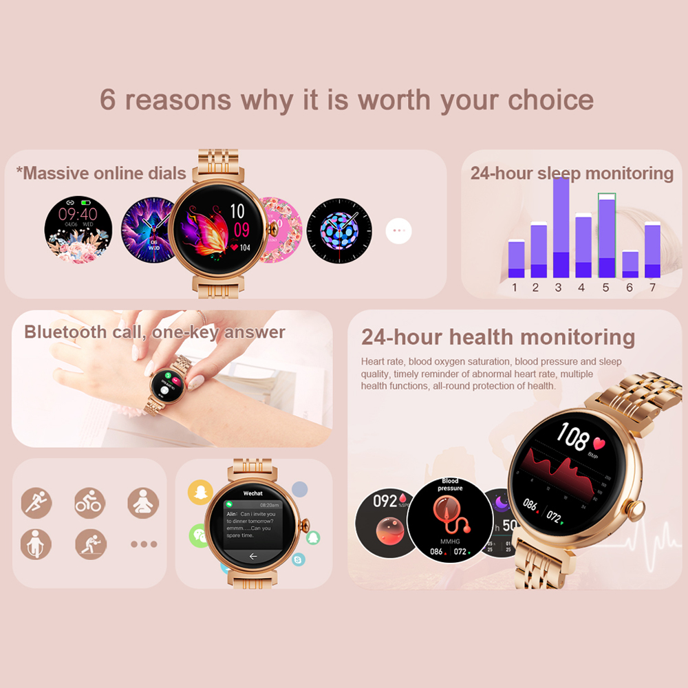 여성용 AMOLED 스크린 패션 스마트 워치 스크린,  - Smartwatch Watches With Bluetooth 리뷰 및 가격
